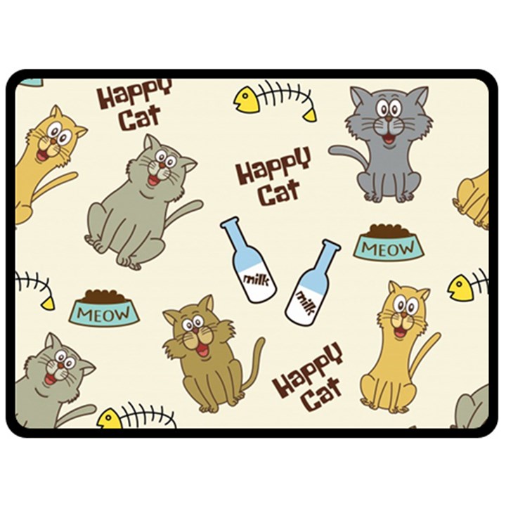 Happy Cats Pattern Background Two Sides Fleece Blanket (Large)