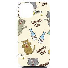 Happy Cats Pattern Background Iphone 14 Black Uv Print Case by Grandong