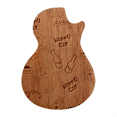 Happy Cats Pattern Background Guitar Shape Wood Guitar Pick Holder Case And Picks Set by Grandong