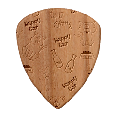 Happy Cats Pattern Background Wood Guitar Pick (set Of 10) by Grandong