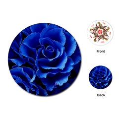 Blue Roses Flowers Plant Romance Blossom Bloom Nature Flora Petals Playing Cards Single Design (round) by Proyonanggan