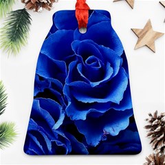 Blue Roses Flowers Plant Romance Blossom Bloom Nature Flora Petals Ornament (bell) by Proyonanggan