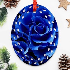 Blue Roses Flowers Plant Romance Blossom Bloom Nature Flora Petals Oval Filigree Ornament (two Sides) by Proyonanggan