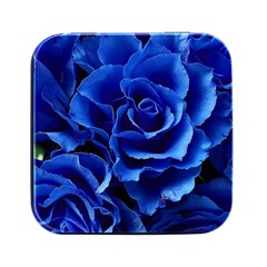 Blue Roses Flowers Plant Romance Blossom Bloom Nature Flora Petals Square Metal Box (black) by Proyonanggan