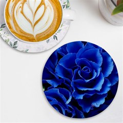 Blue Roses Flowers Plant Romance Blossom Bloom Nature Flora Petals Uv Print Round Tile Coaster by Proyonanggan