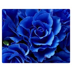 Blue Roses Flowers Plant Romance Blossom Bloom Nature Flora Petals Premium Plush Fleece Blanket (medium) by Proyonanggan