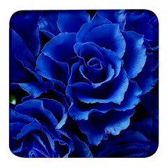 Blue Roses Flowers Plant Romance Blossom Bloom Nature Flora Petals Square Glass Fridge Magnet (4 Pack) by Proyonanggan