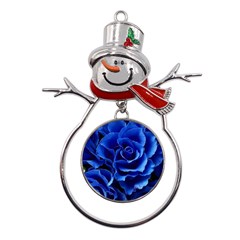 Blue Roses Flowers Plant Romance Blossom Bloom Nature Flora Petals Metal Snowman Ornament by Proyonanggan