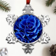 Blue Roses Flowers Plant Romance Blossom Bloom Nature Flora Petals Metal Small Snowflake Ornament by Proyonanggan