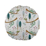 Pattern Sloth Woodland Standard 15  Premium Flano Round Cushions Back