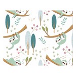 Pattern Sloth Woodland Two Sides Premium Plush Fleece Blanket (Large) 80 x60  Blanket Back