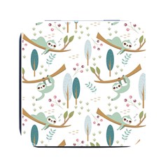 Pattern Sloth Woodland Square Metal Box (black)