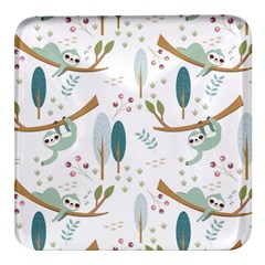 Pattern Sloth Woodland Square Glass Fridge Magnet (4 Pack) by Hannah976