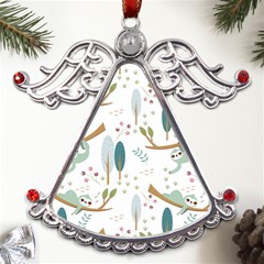 Pattern Sloth Woodland Metal Angel With Crystal Ornament