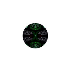 Fractal Green Black 3d Art Floral Pattern 1  Mini Magnets by Cemarart