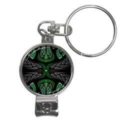 Fractal Green Black 3d Art Floral Pattern Nail Clippers Key Chain by Cemarart