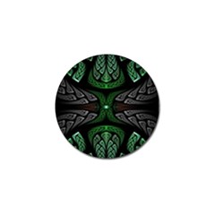 Fractal Green Black 3d Art Floral Pattern Golf Ball Marker by Cemarart