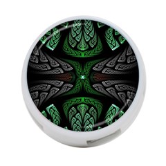 Fractal Green Black 3d Art Floral Pattern 4-port Usb Hub (one Side) by Cemarart