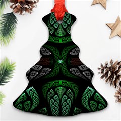 Fractal Green Black 3d Art Floral Pattern Christmas Tree Ornament (two Sides) by Cemarart