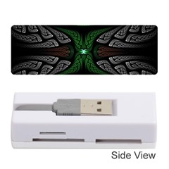 Fractal Green Black 3d Art Floral Pattern Memory Card Reader (stick) by Cemarart