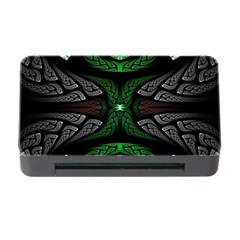 Fractal Green Black 3d Art Floral Pattern Memory Card Reader With Cf by Cemarart