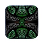 Fractal Green Black 3d Art Floral Pattern Square Metal Box (Black) Front