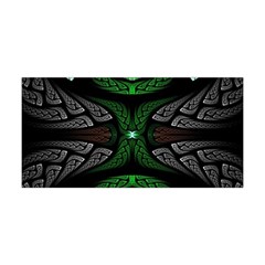 Fractal Green Black 3d Art Floral Pattern Yoga Headband by Cemarart