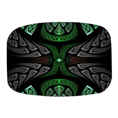 Fractal Green Black 3d Art Floral Pattern Mini Square Pill Box by Cemarart