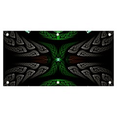 Fractal Green Black 3d Art Floral Pattern Banner And Sign 6  X 3  by Cemarart