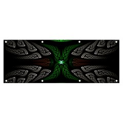 Fractal Green Black 3d Art Floral Pattern Banner And Sign 8  X 3  by Cemarart