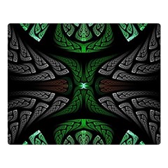 Fractal Green Black 3d Art Floral Pattern Premium Plush Fleece Blanket (large)