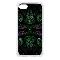 Fractal Green Black 3d Art Floral Pattern Iphone Se by Cemarart