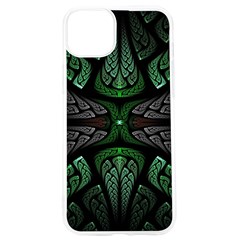 Fractal Green Black 3d Art Floral Pattern Iphone 15 Pro Tpu Uv Print Case by Cemarart