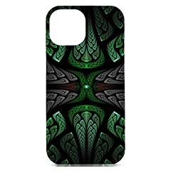 Fractal Green Black 3d Art Floral Pattern Iphone 15 Plus Black Uv Print Pc Hardshell Case by Cemarart