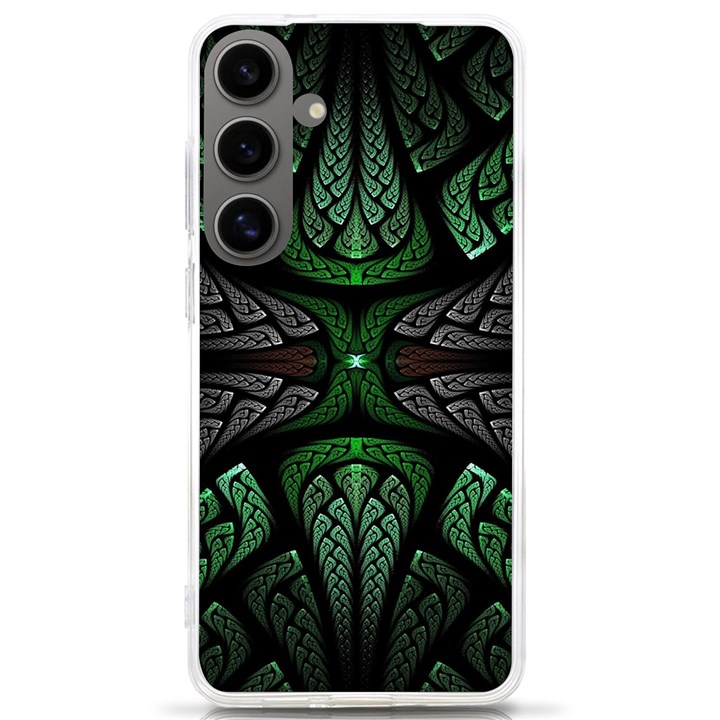 Fractal Green Black 3d Art Floral Pattern Samsung Galaxy S24 Ultra 6.9 Inch TPU UV Case