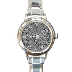 Black And White Pattern 1 Round Italian Charm Watch