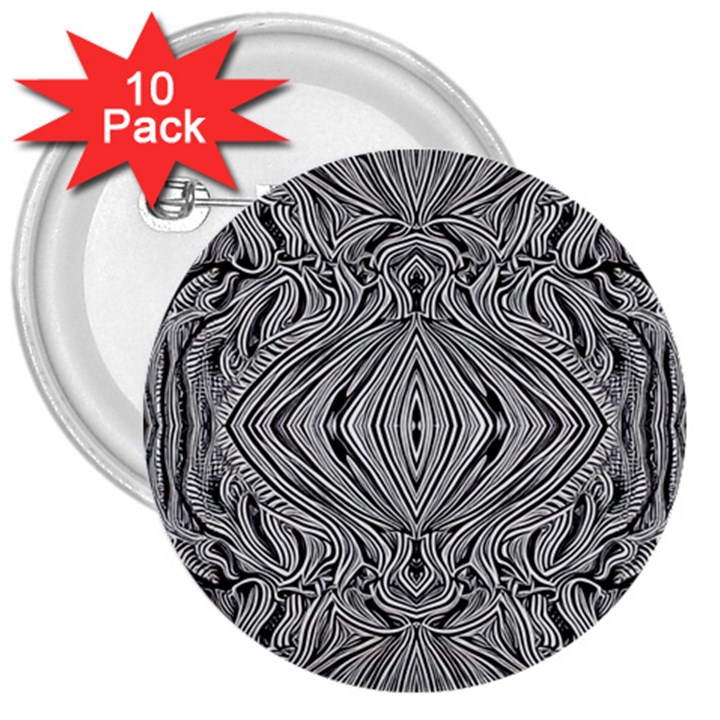 Black And White Pattern 1 3  Buttons (10 pack) 