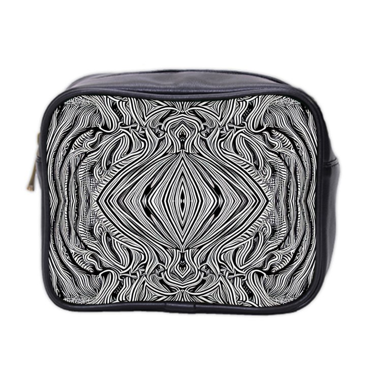 Black And White Pattern 1 Mini Toiletries Bag (Two Sides)