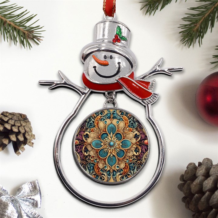 Pattern 1 Metal Snowman Ornament