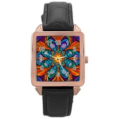 Pattern 2a Pattern 2 Rose Gold Leather Watch  by 2607694