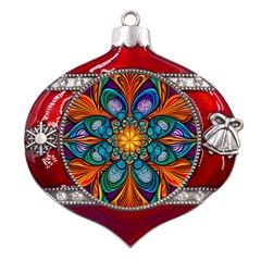 Pattern 2a Pattern 2 Metal Snowflake And Bell Red Ornament