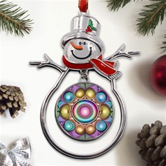 Pattern 3 Metal Snowman Ornament