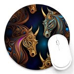 pattern with horses Round Mousepad Front