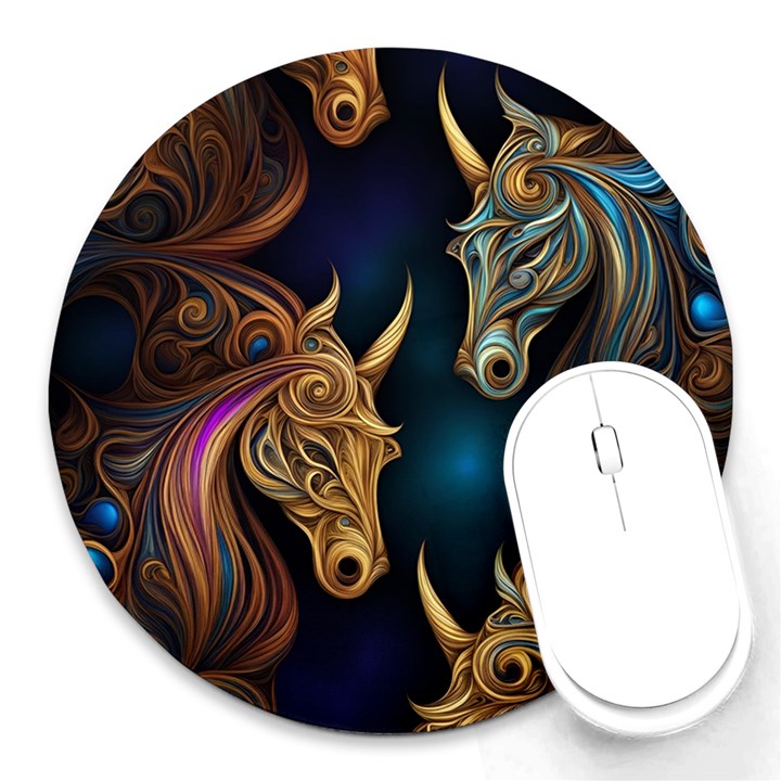 pattern with horses Round Mousepad