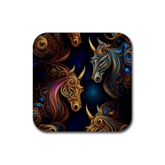 Pattern With Horses Rubber Coaster (square)