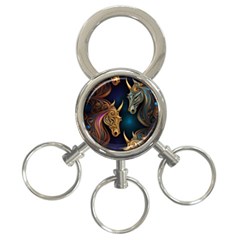 Pattern With Horses 3-ring Key Chain