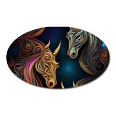 Pattern With Horses Oval Magnet