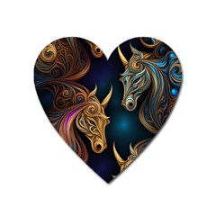 Pattern With Horses Heart Magnet by 2607694a