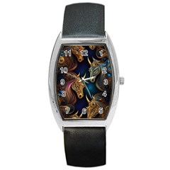 Pattern With Horses Barrel Style Metal Watch