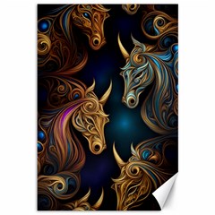 Pattern With Horses Canvas 12  X 18  by 2607694a